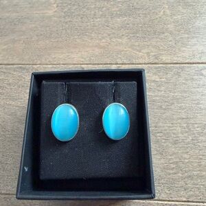 Sterling silver blue chalcedony Oval Earrings